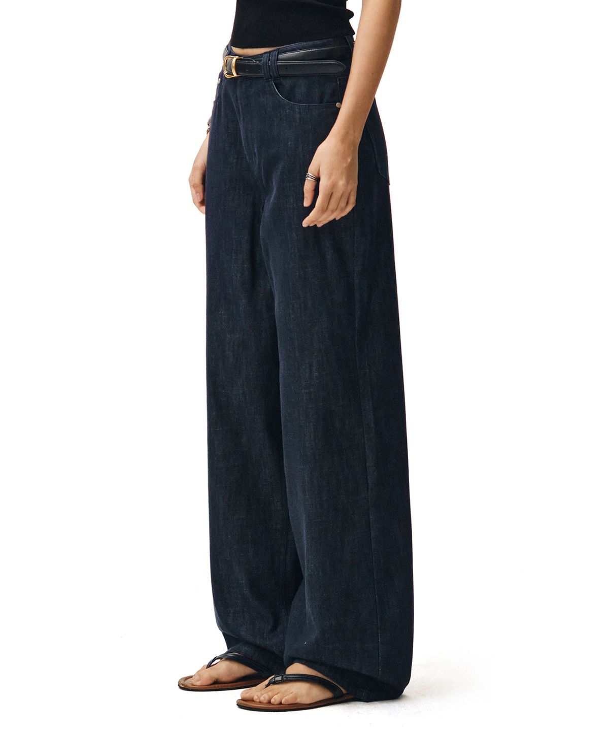 데케트 우먼(DECET WOMEN) [린넨라이크]Linen Like Wide Jeans DCWPT028CPINDIGO