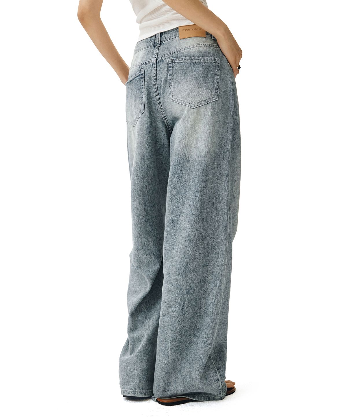 데케트 우먼(DECET WOMEN) [린넨라이크]Linen Like Wide Jeans DCWPT028LIGHTBLUE