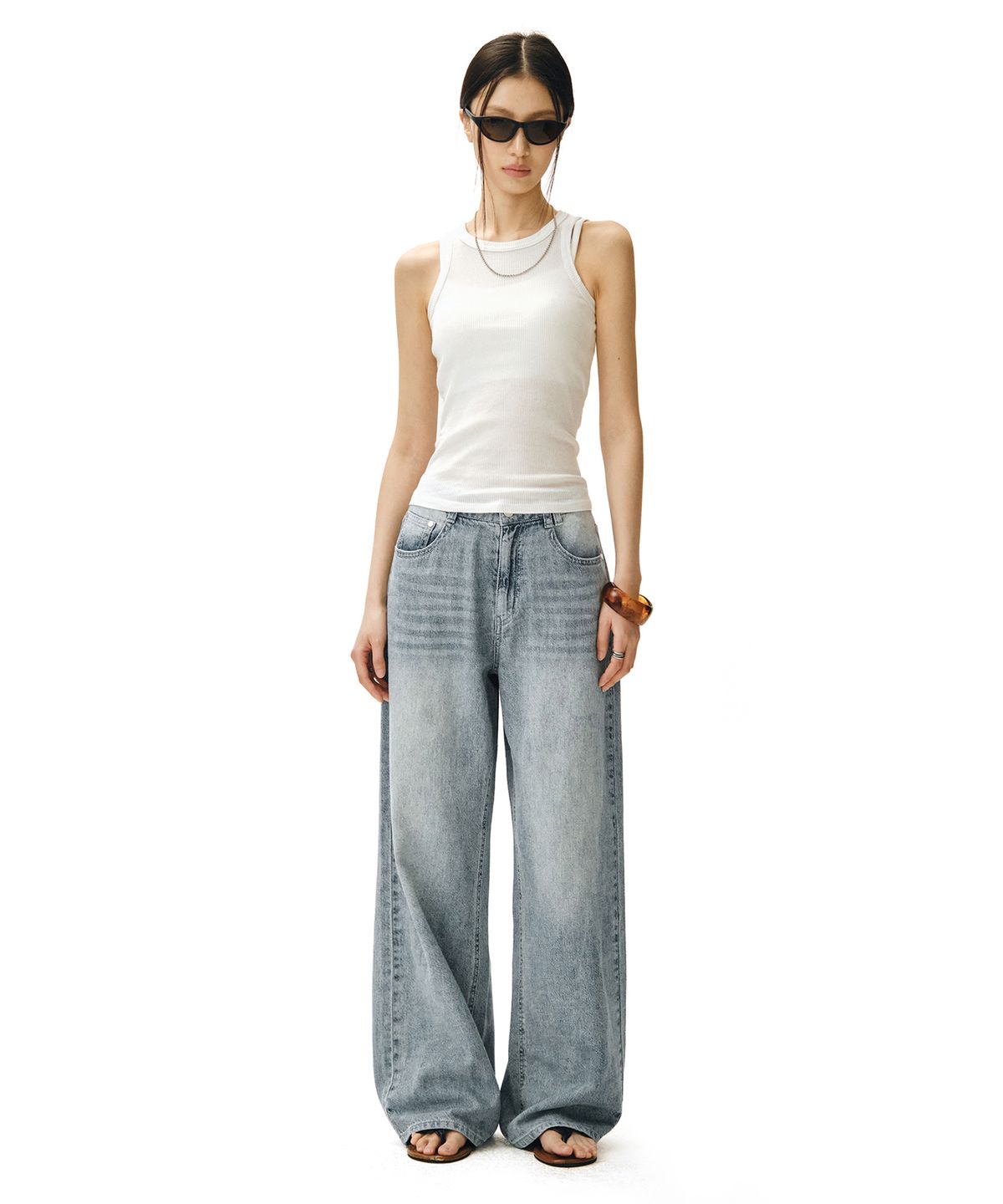 데케트 우먼(DECET WOMEN) [린넨라이크]Linen Like Wide Jeans DCWPT028LIGHTBLUE