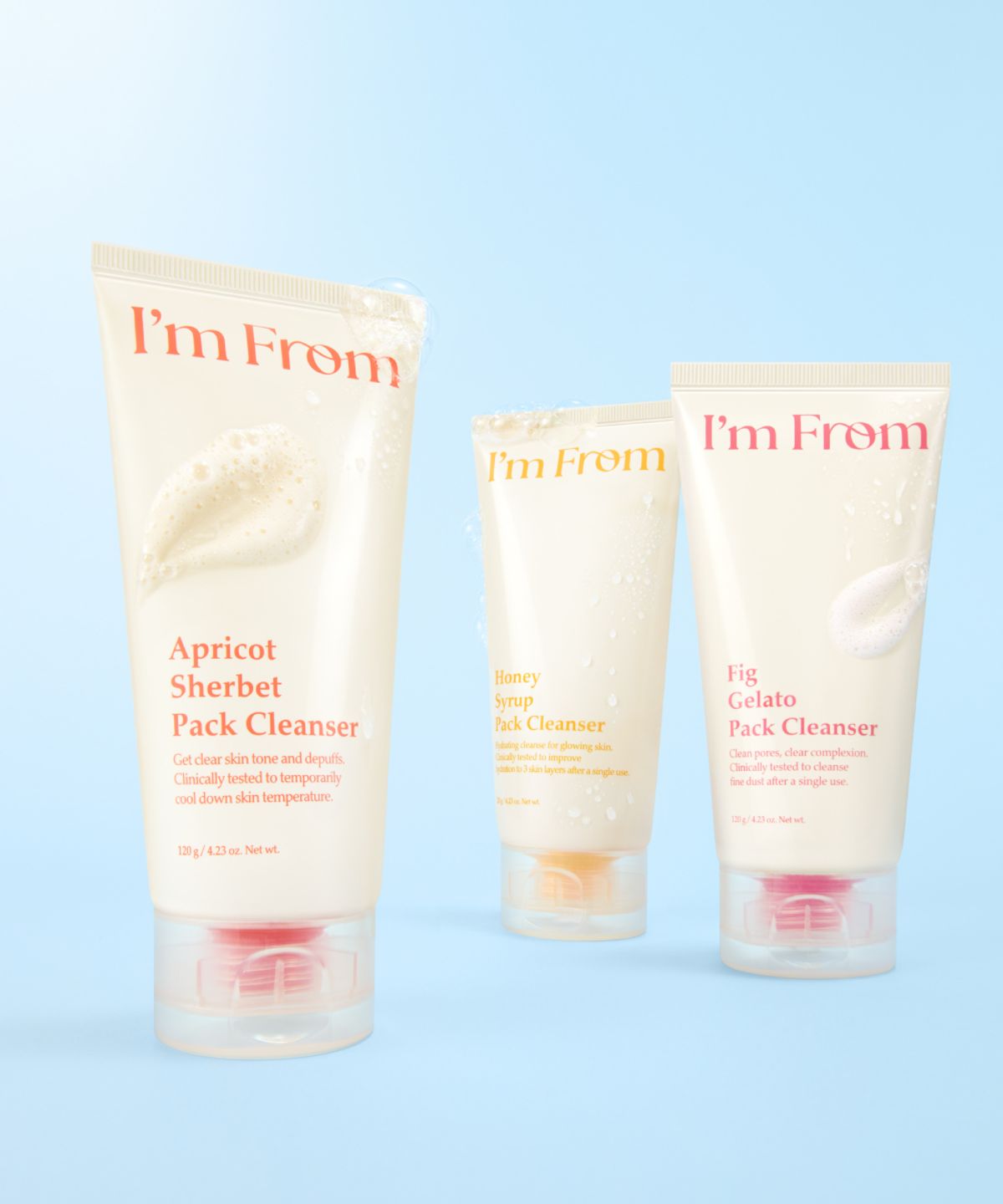 아임프롬(IMFROM) [미니어처 SET] 피그 젤라또 + 허니 시럽 + 애프리콧 셔벗 팩 클렌저 30g