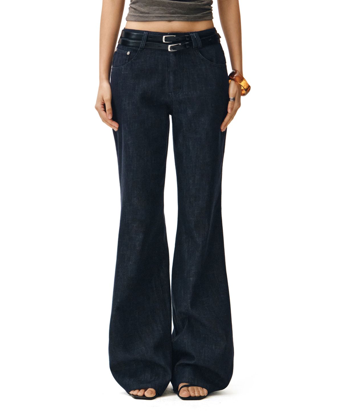 데케트 우먼(DECET WOMEN) [린넨라이크]Linen Like Semi Flared Jeans DCWPT027CPINDIGO