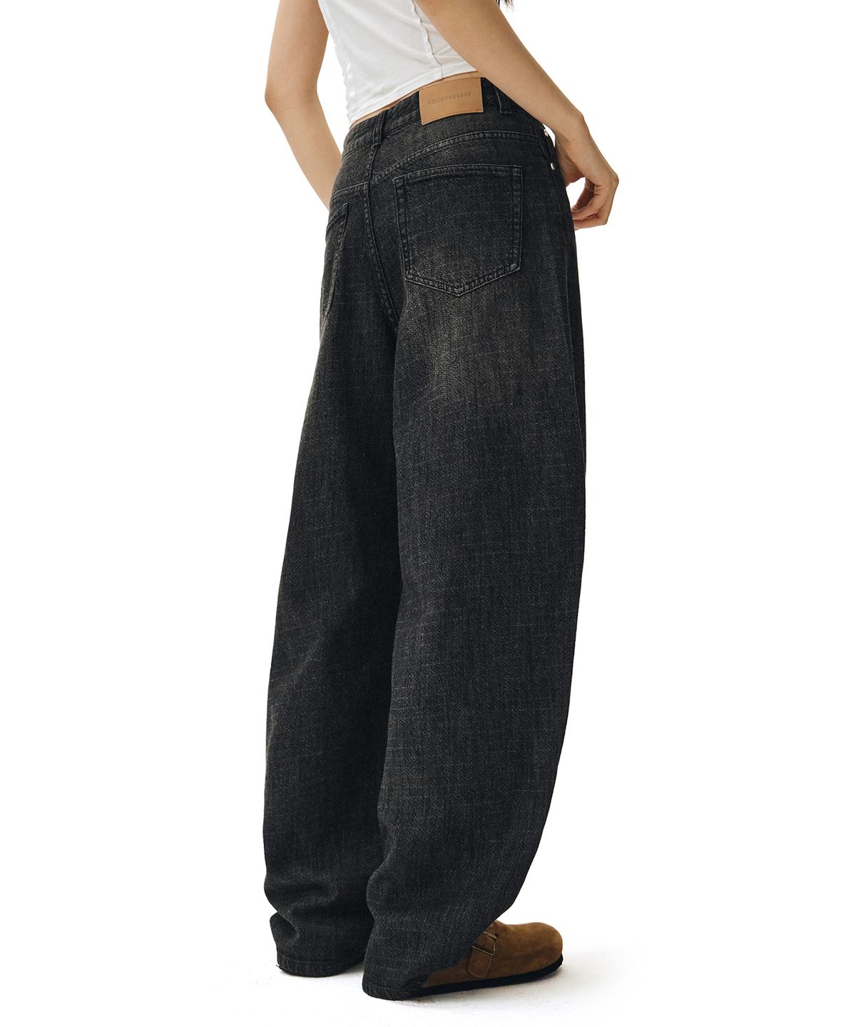 데케트 우먼(DECET WOMEN) [린넨라이크]Linen Like Curved Wide Jeans DCWPT026BLACK