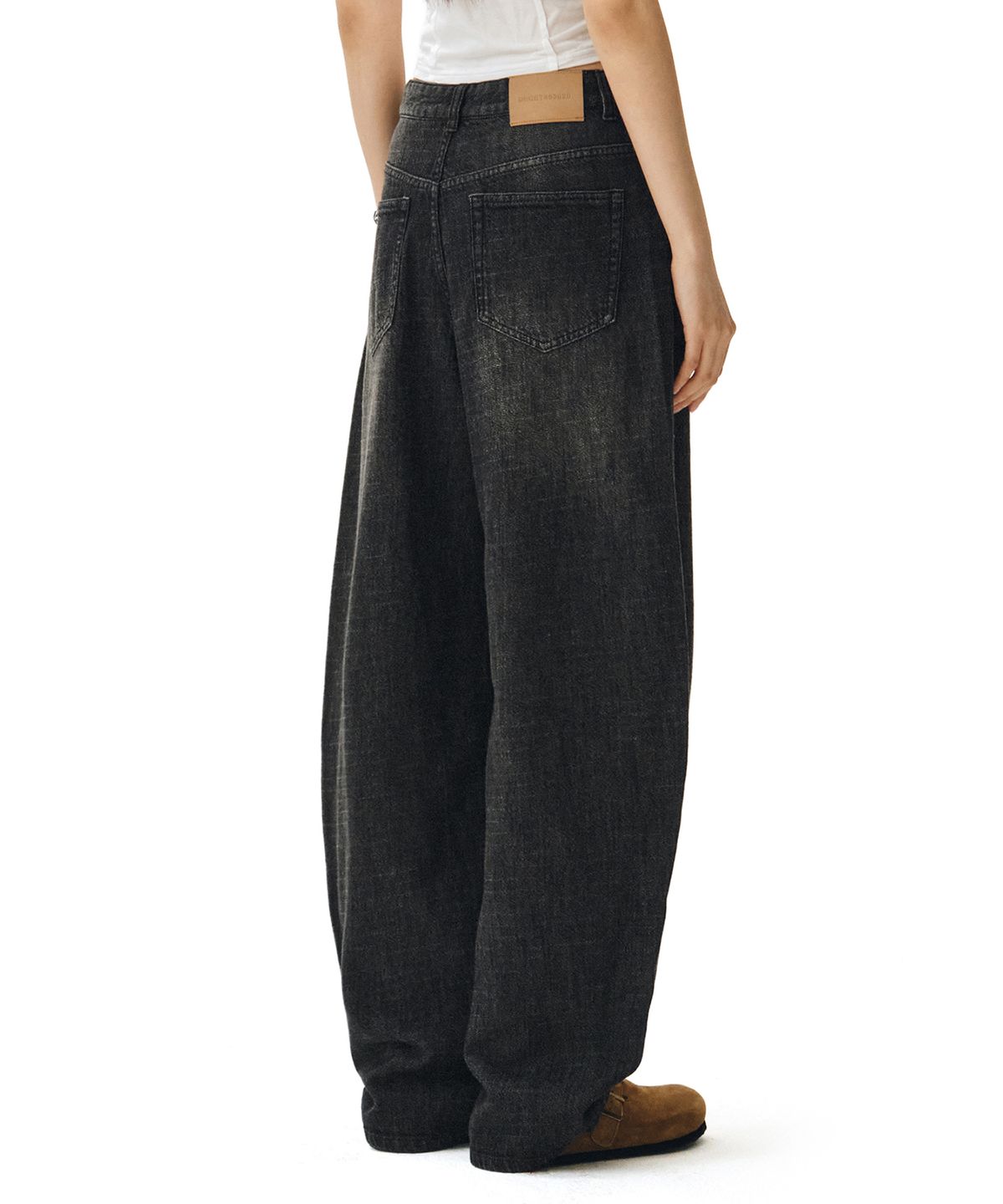 데케트 우먼(DECET WOMEN) [린넨라이크]Linen Like Curved Wide Jeans DCWPT026BLACK