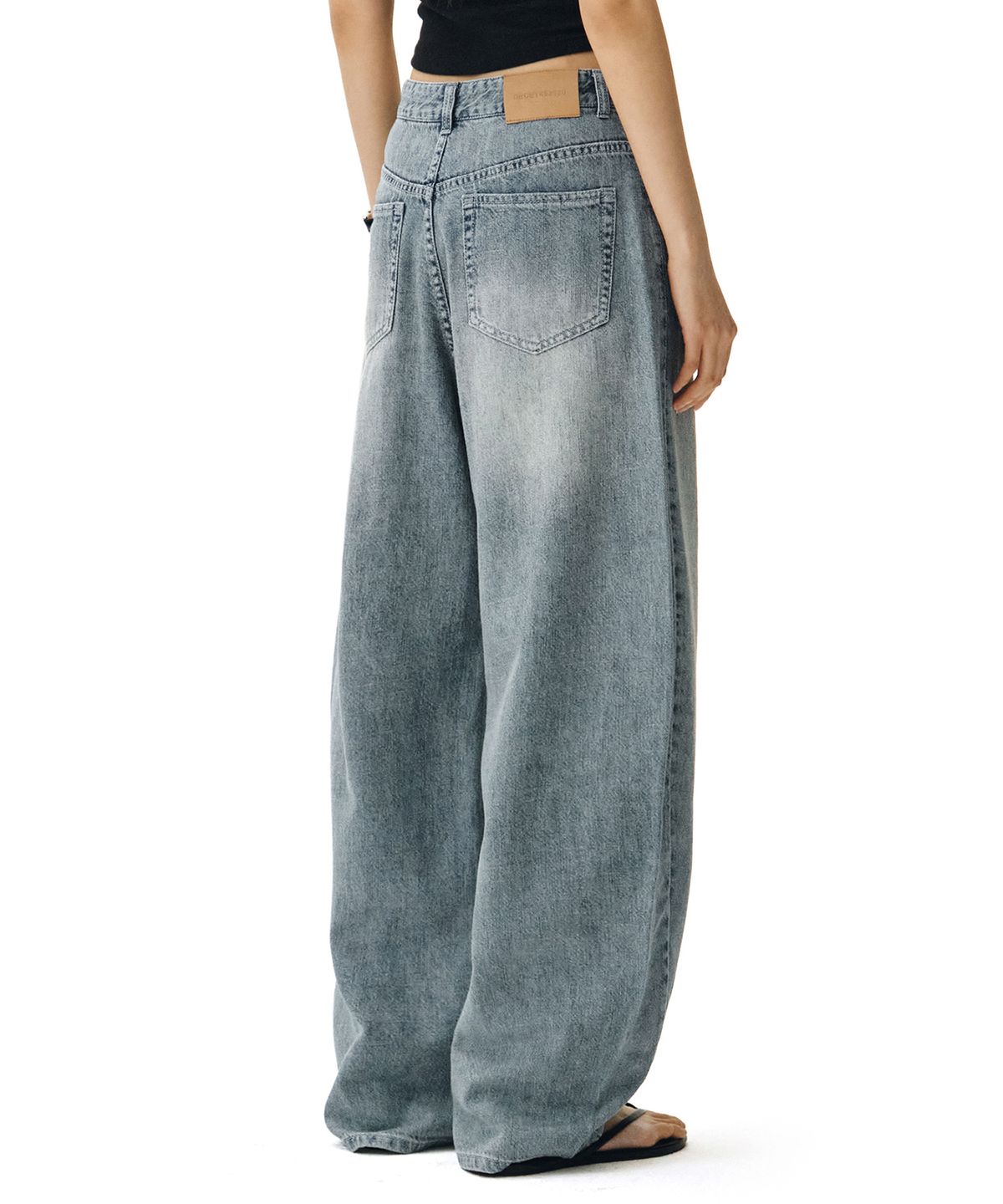데케트 우먼(DECET WOMEN) [린넨라이크]Linen Like Curved Wide Jeans DCWPT026LIGHTBLUE
