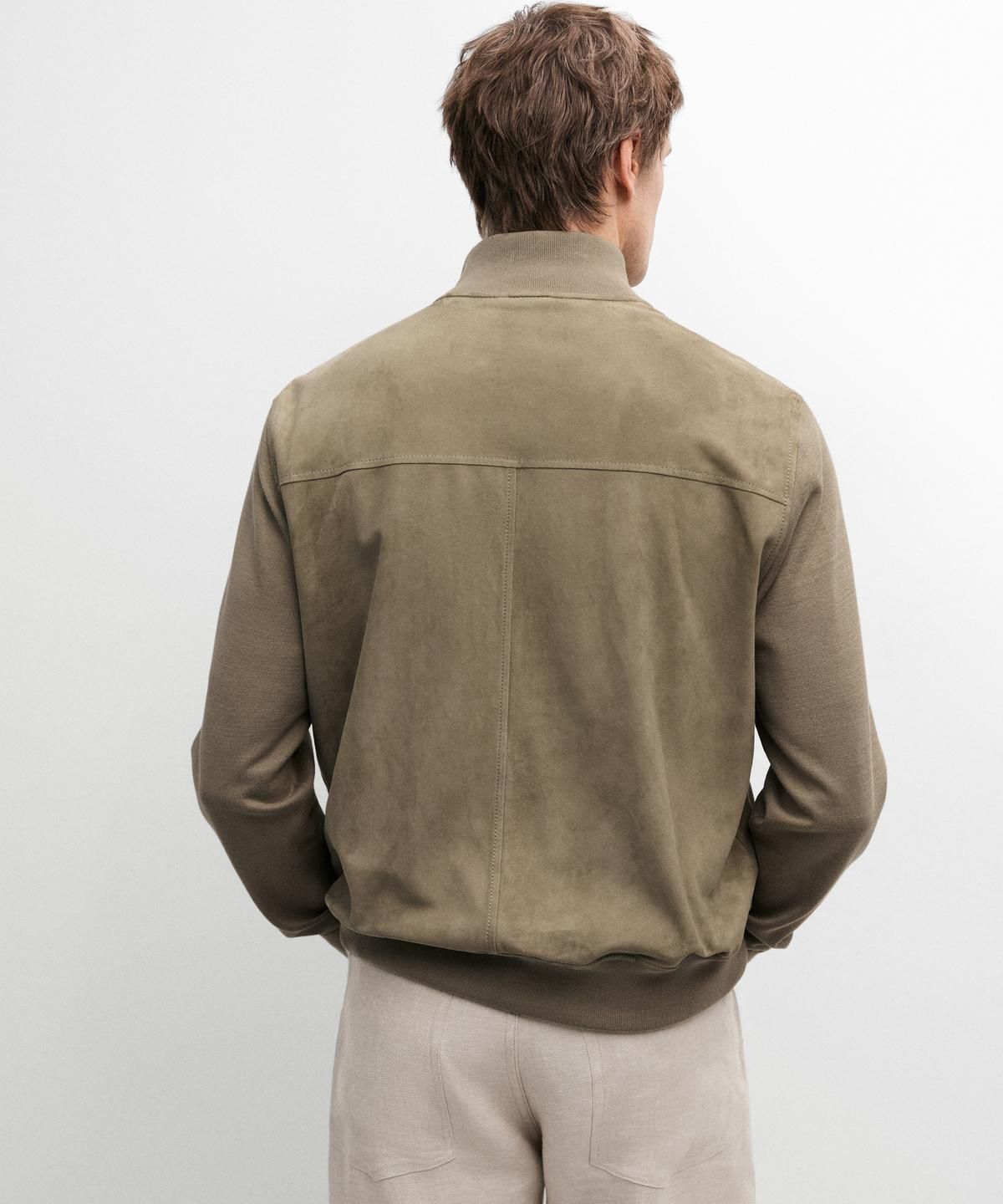 마시모두띠(MASSIMO DUTTI) 콘트라스트 니트 스웨이드 가죽 재킷