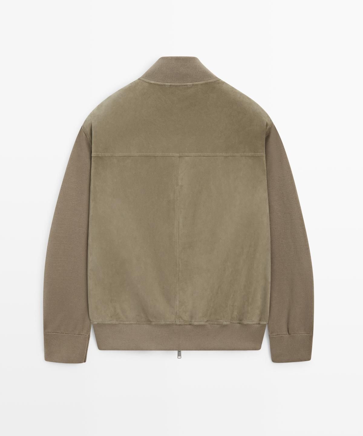 마시모두띠(MASSIMO DUTTI) 콘트라스트 니트 스웨이드 가죽 재킷