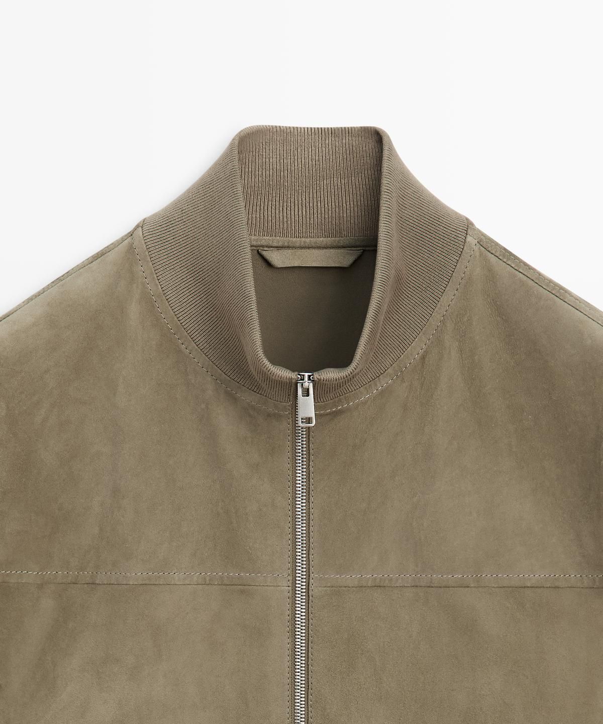 마시모두띠(MASSIMO DUTTI) 콘트라스트 니트 스웨이드 가죽 재킷