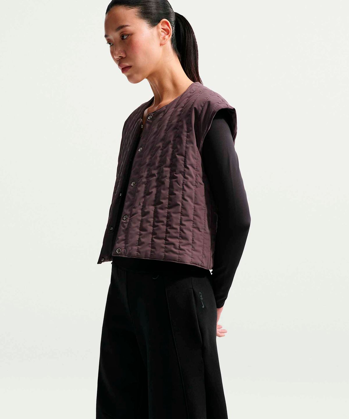 나이키(NIKE) 24.7 임파서블리소프트 하이웨이스트 와이드 레그 팬츠 W - 블랙:다크 스모크 그레이 / IR1933-010