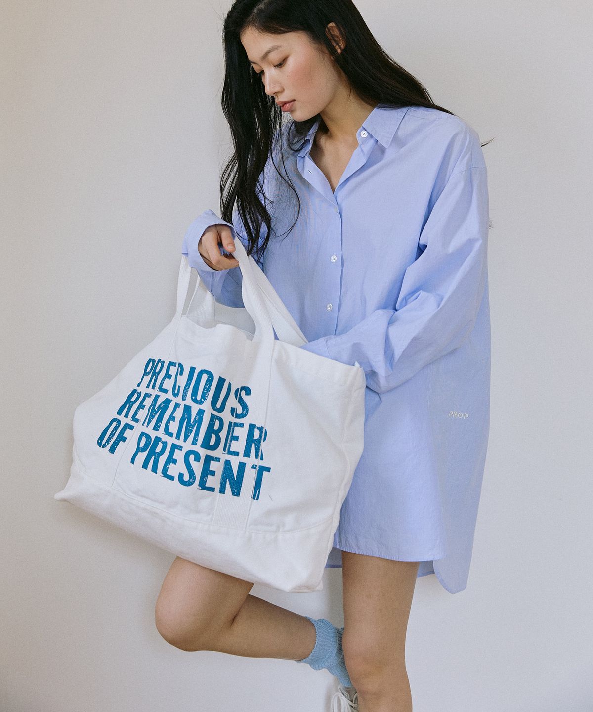 프롭(PROP) 워시드 에코백 화이트