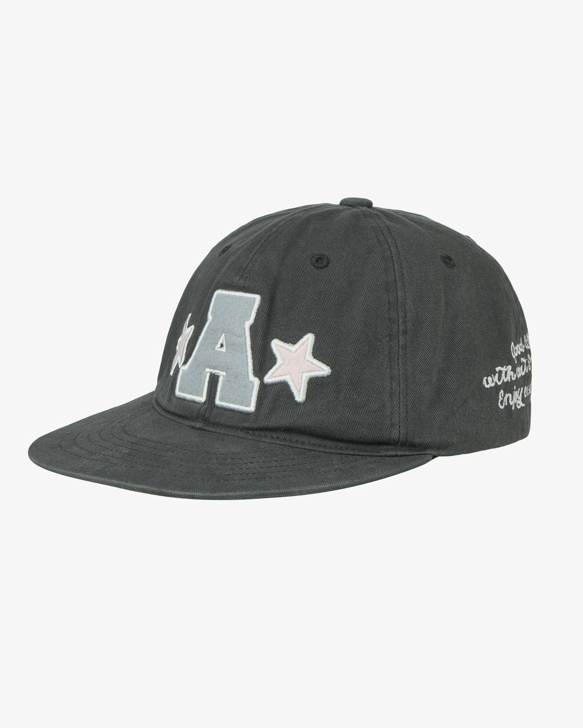 에이이에이이(AEAE) WASHED CAPITAL LOGO CAP [CHARCOAL]