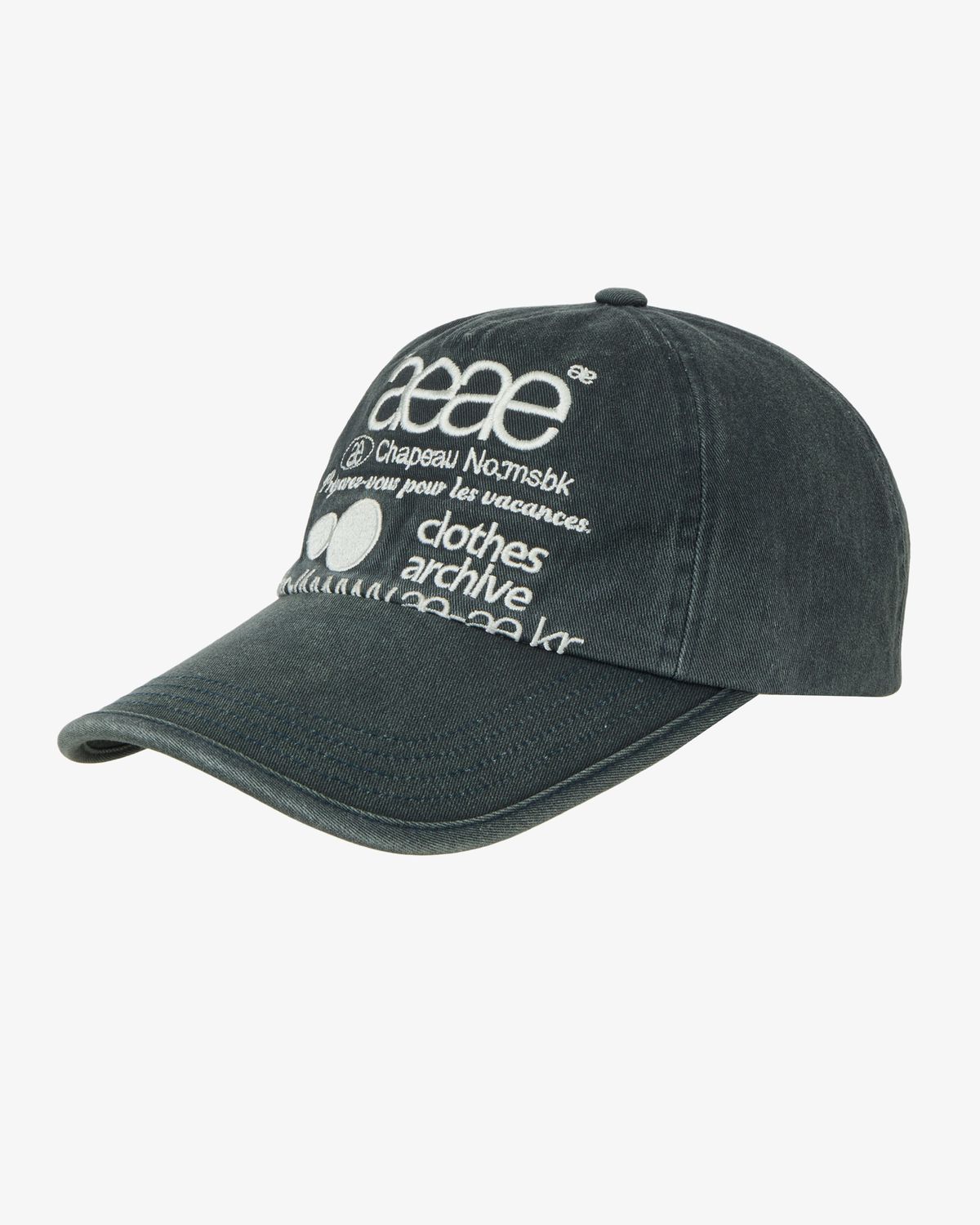 에이이에이이(AEAE) WEB LOGO WASHED 5 PANNEL BALL CAP [NAVY]