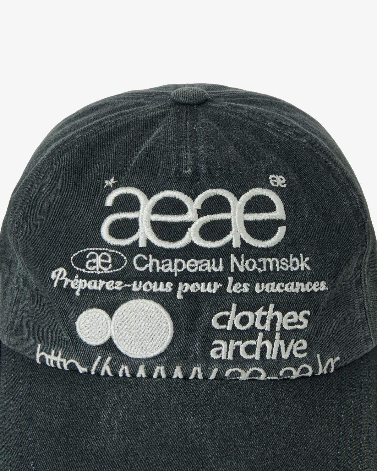 에이이에이이(AEAE) WEB LOGO WASHED 5 PANNEL BALL CAP [NAVY]