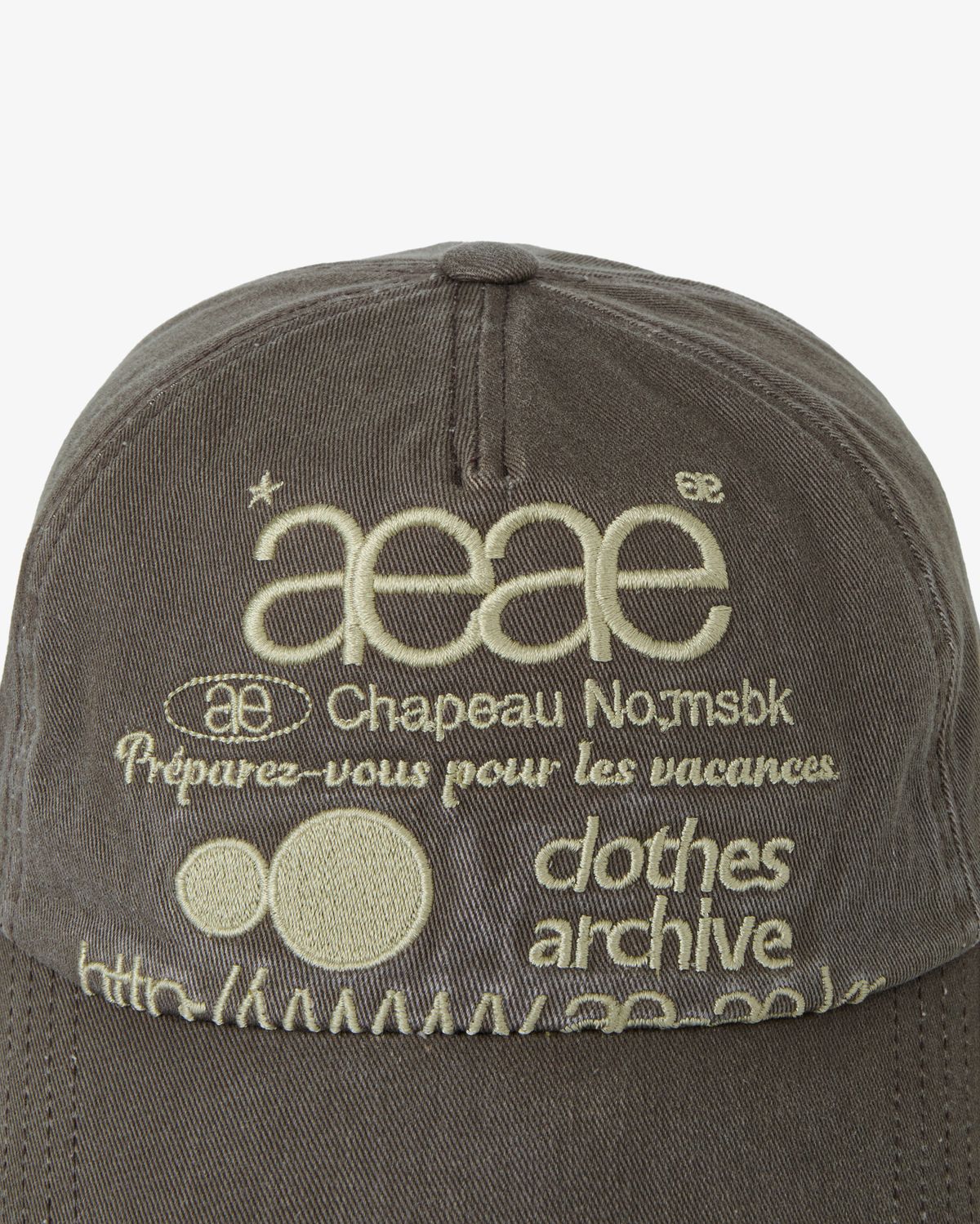 에이이에이이(AEAE) WEB LOGO WASHED 5 PANNEL BALL CAP [BROWN]