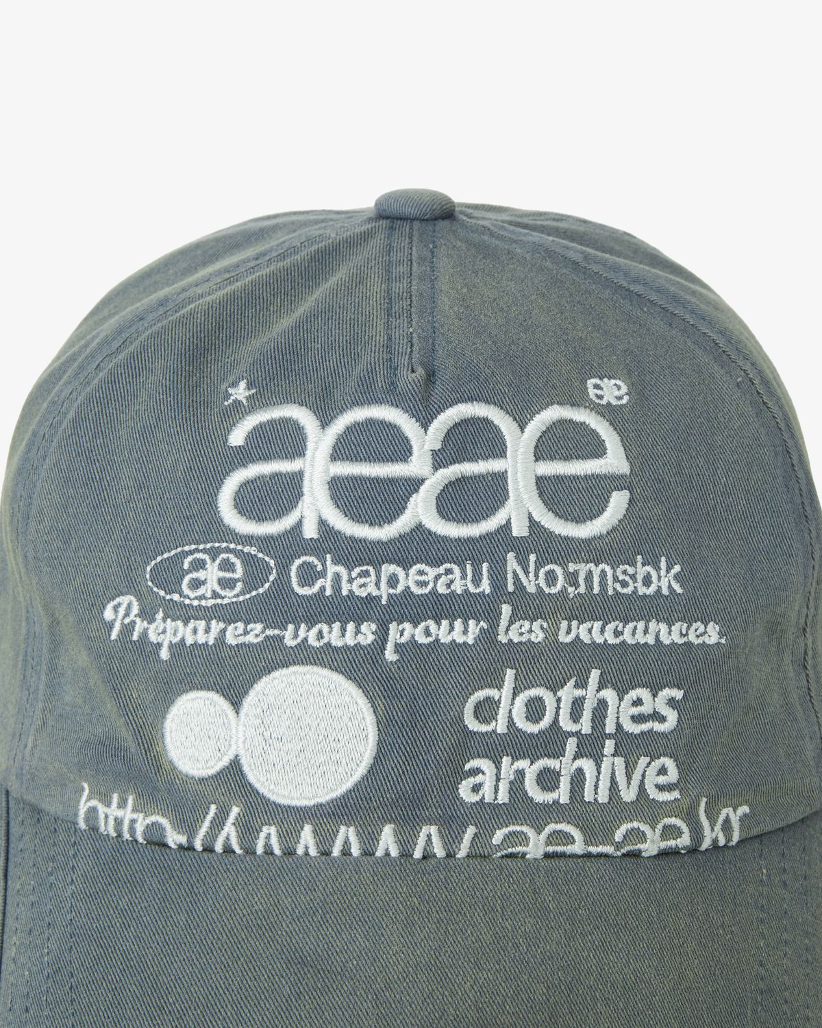 에이이에이이(AEAE) WEB LOGO WASHED 5 PANNEL BALL CAP [COPEN BLUE]