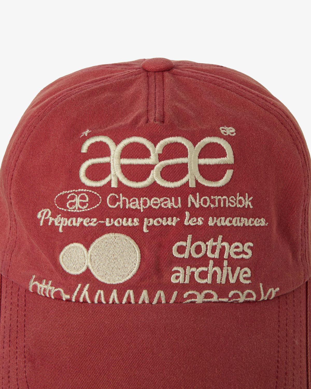 에이이에이이(AEAE) WEB LOGO WASHED 5 PANNEL BALL CAP [RED]
