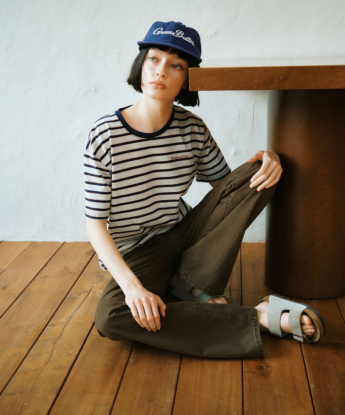 그린버터(GREENBUTTER) Cotton Stripe Tee (Oatmeal)