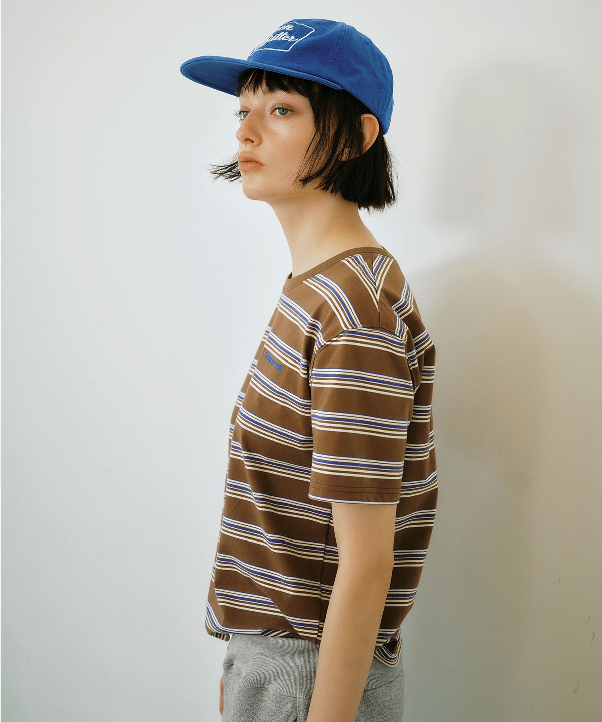 그린버터(GREENBUTTER) Cotton Stripe Tee (Brown)