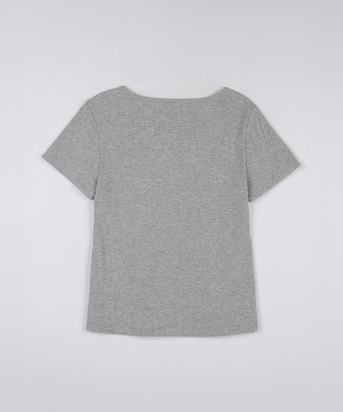 로라로라(ROLAROLA) NUBASIC LACE RIBBED T-SHIRT M/GRAY