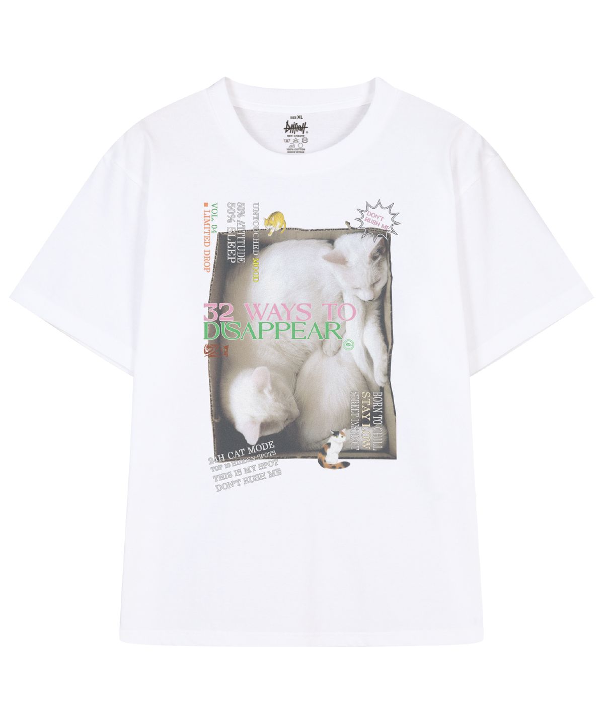드리프트아웃(DRIFTOUT) 디서피어 캣 반팔 티셔츠 (3color)