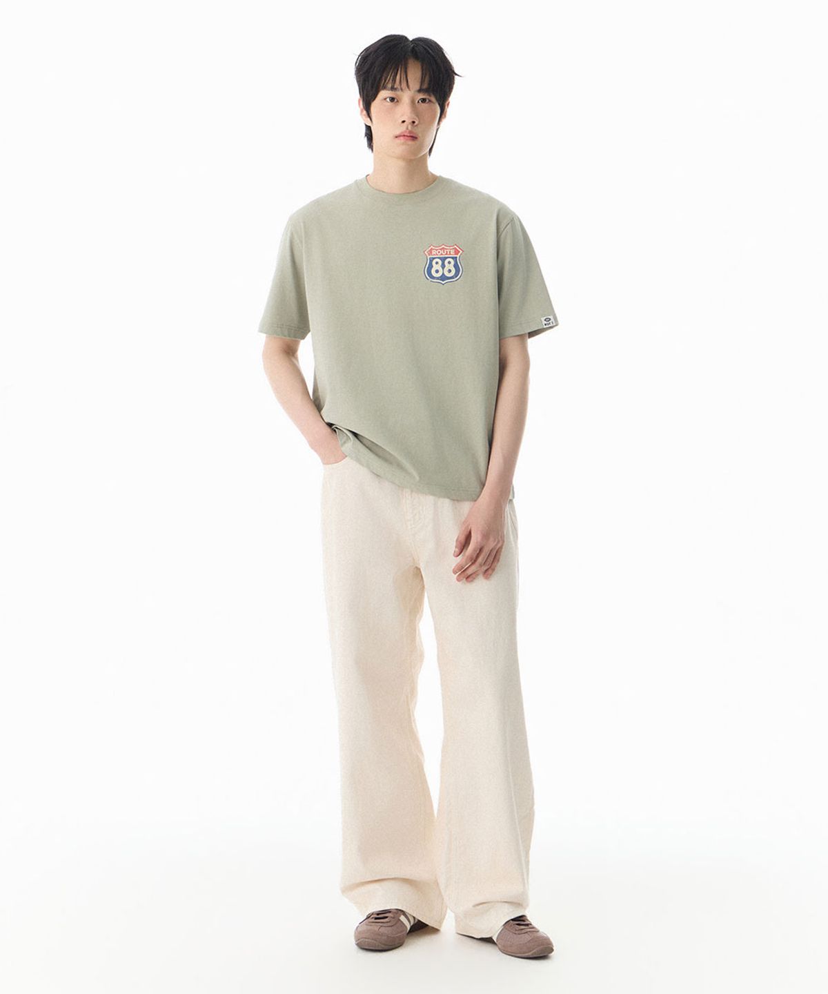 낫온리포투데이(NOT ONLY FOR TODAY) 루트 88 반소매 티셔츠 [올리브]