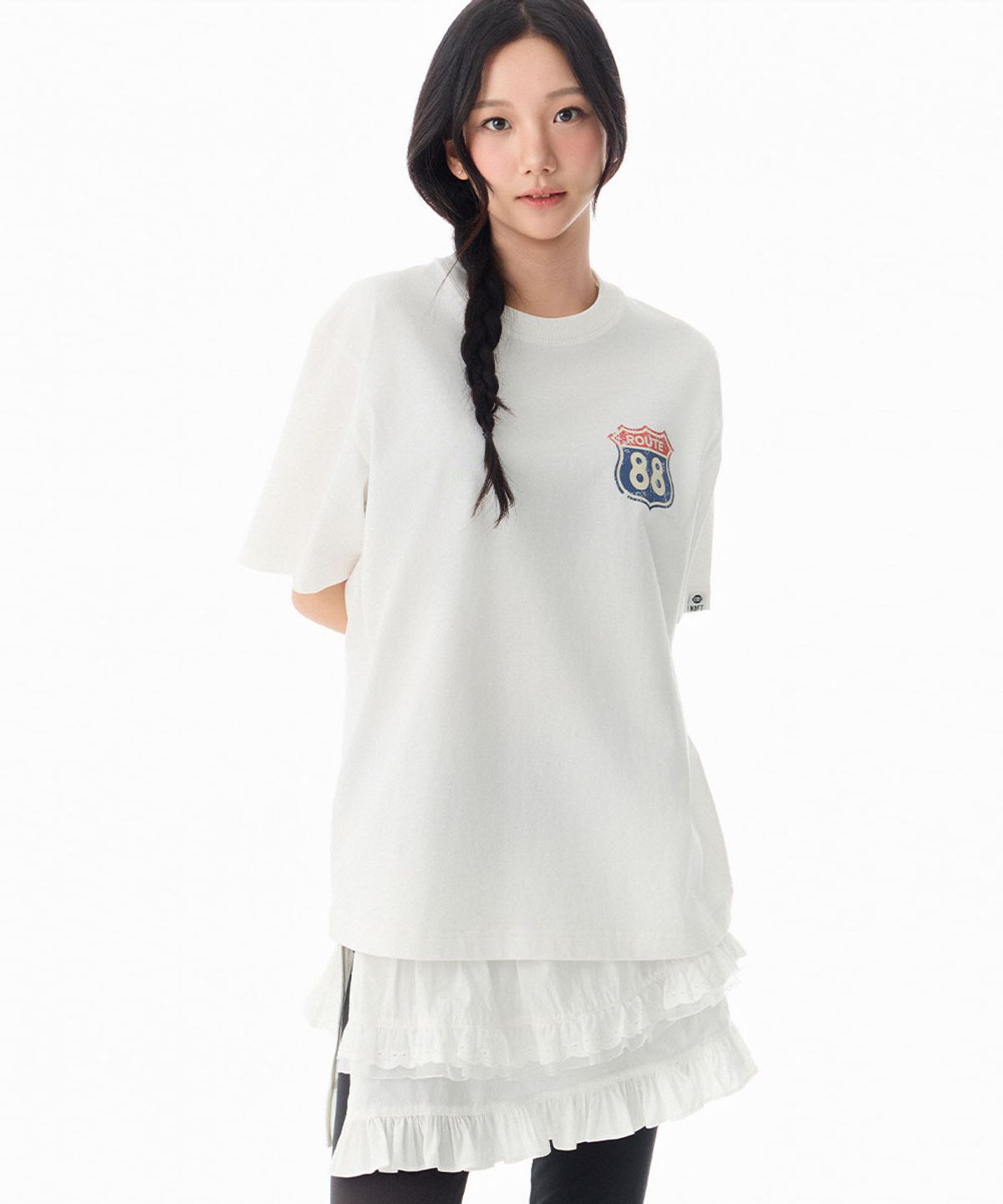 낫온리포투데이(NOT ONLY FOR TODAY) 루트 88 반소매 티셔츠 [화이트]
