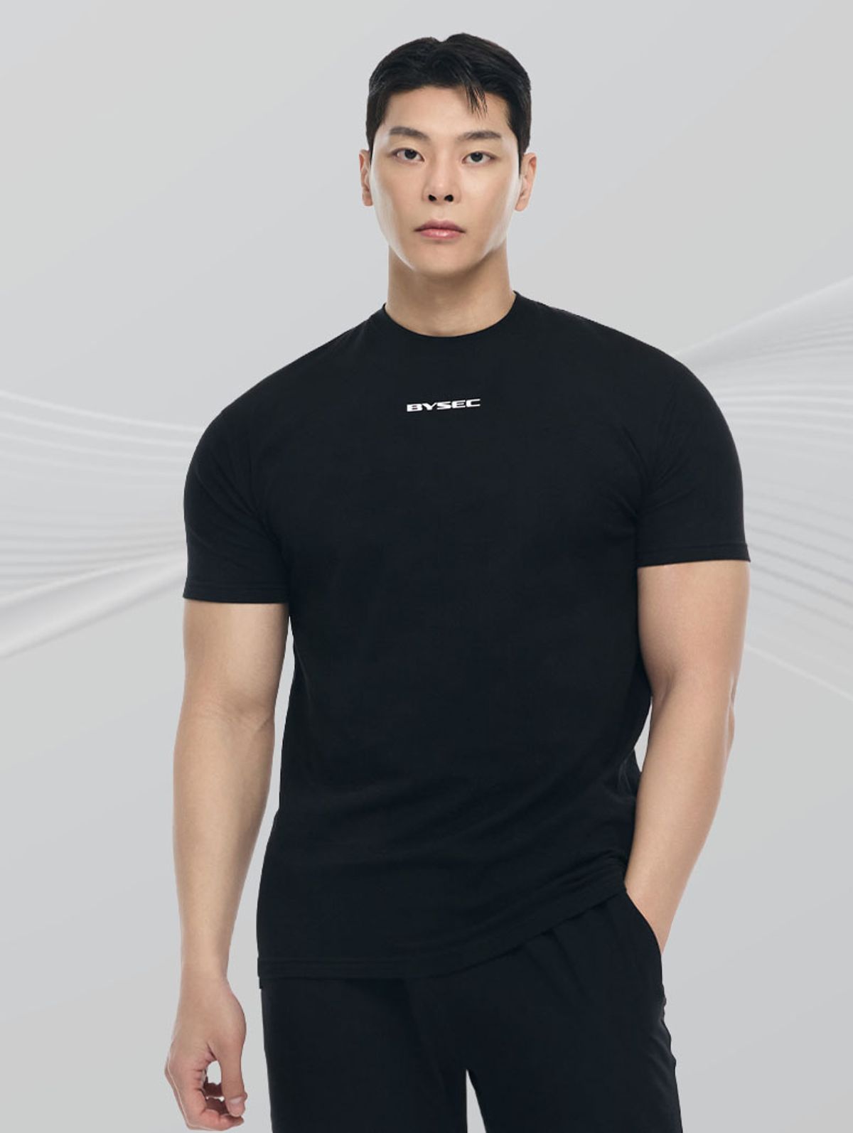 바이젝(BYSEC) 머슬 스판 스몰로고 숏슬리브_2Color