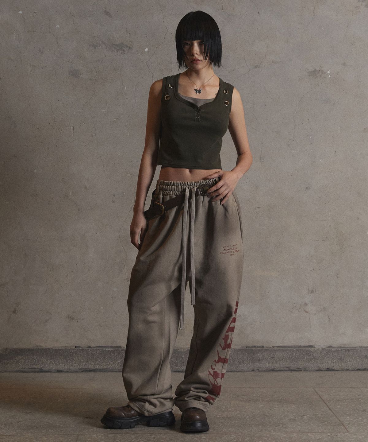 가터갤러리(GOTTER GALLERY) EYELET LAYERED SLEEVELESS_KHAKI