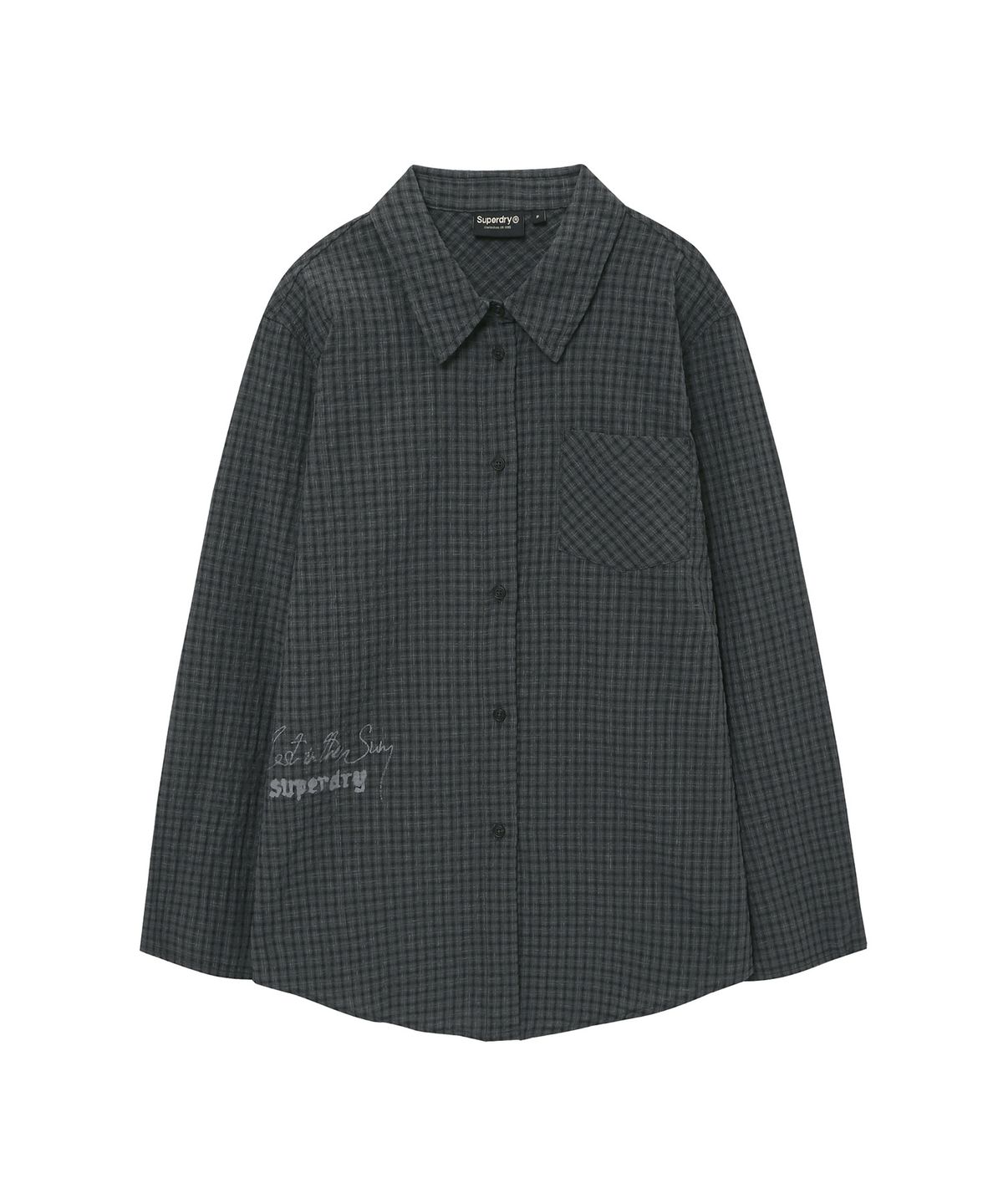 슈퍼드라이(SUPERDRY) 우먼스 타이 디테일 체크 셔츠 블랙 SDFIRCQ43BLK