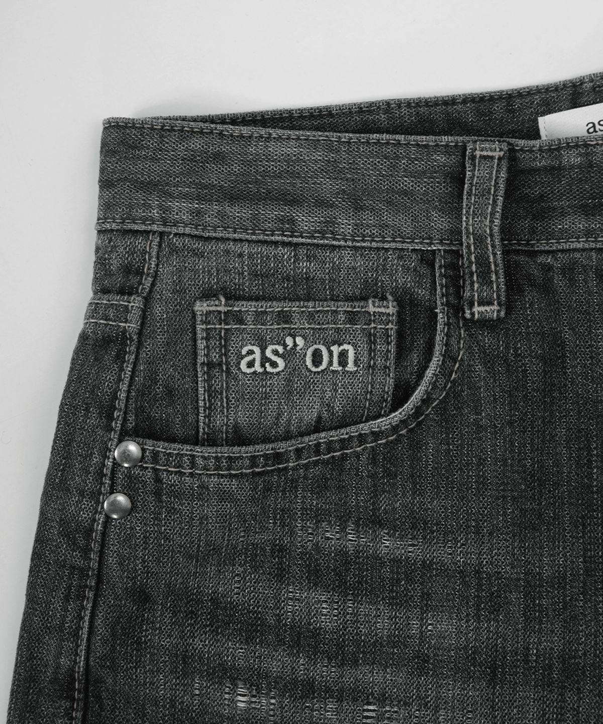 애즈온(ASON) FADE DENIM WASHING PANTS / BLACK