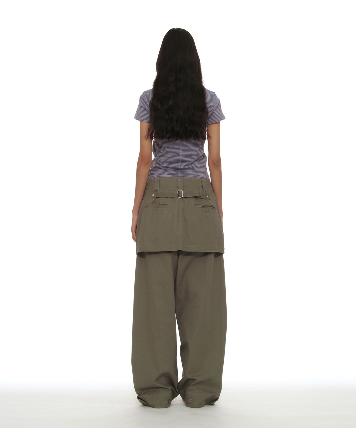 파르티멘토 우먼(PARTIMENTO WOMEN) 디테쳐블 레이어드 치노 스커트 팬츠_웜 그레이
