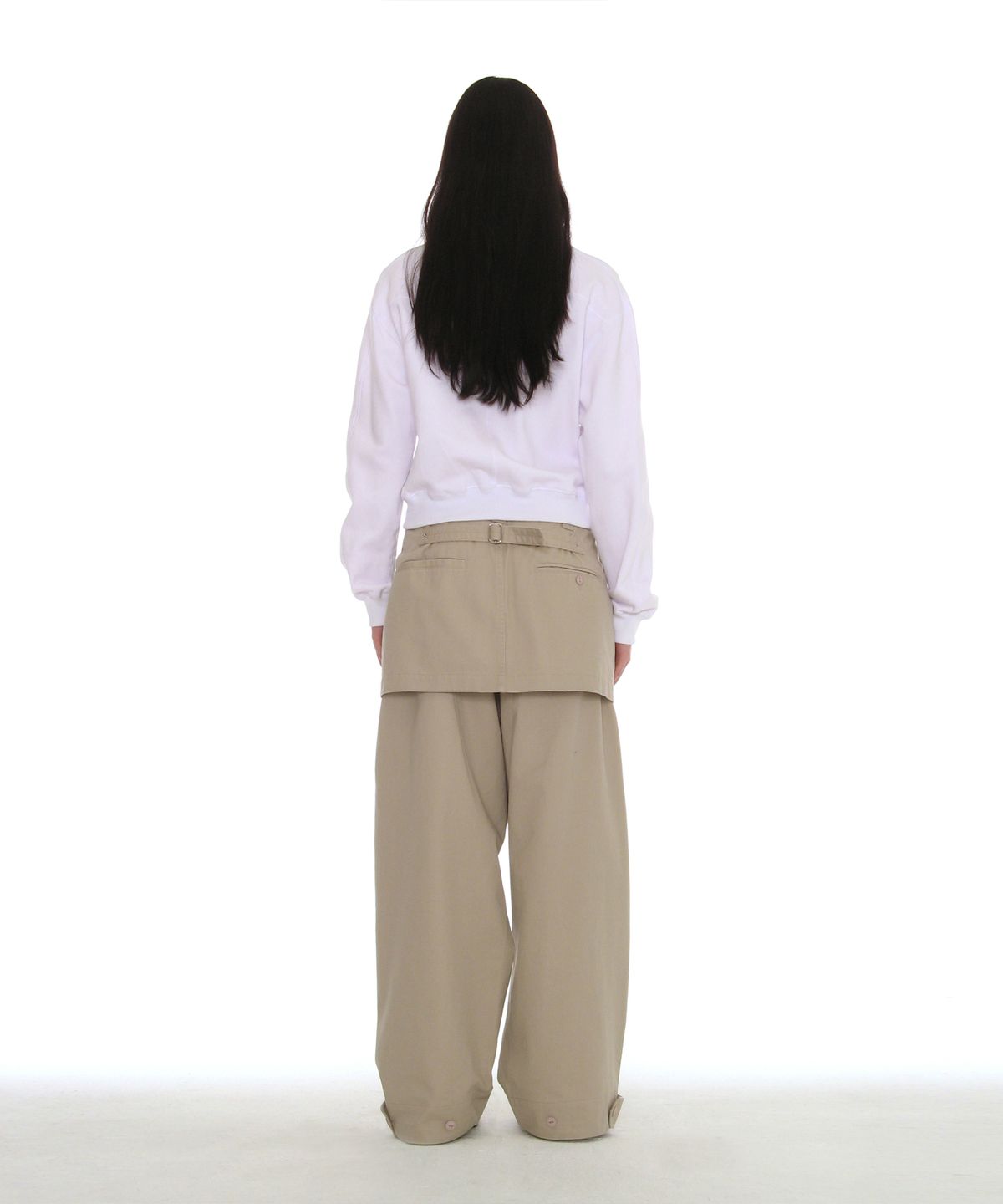 파르티멘토 우먼(PARTIMENTO WOMEN) 디테쳐블 레이어드 치노 스커트 팬츠_라이트 베이지