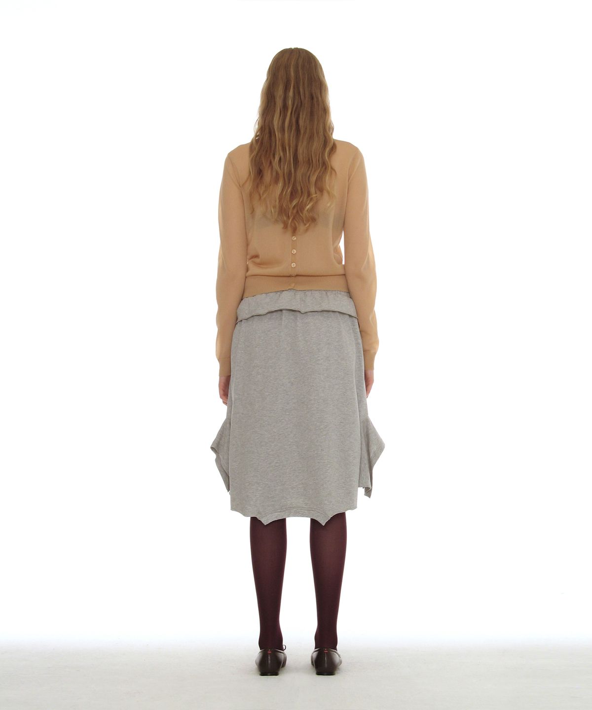 파르티멘토 우먼(PARTIMENTO WOMEN) 리버스 티셔츠 미디 스커트_멜란지
