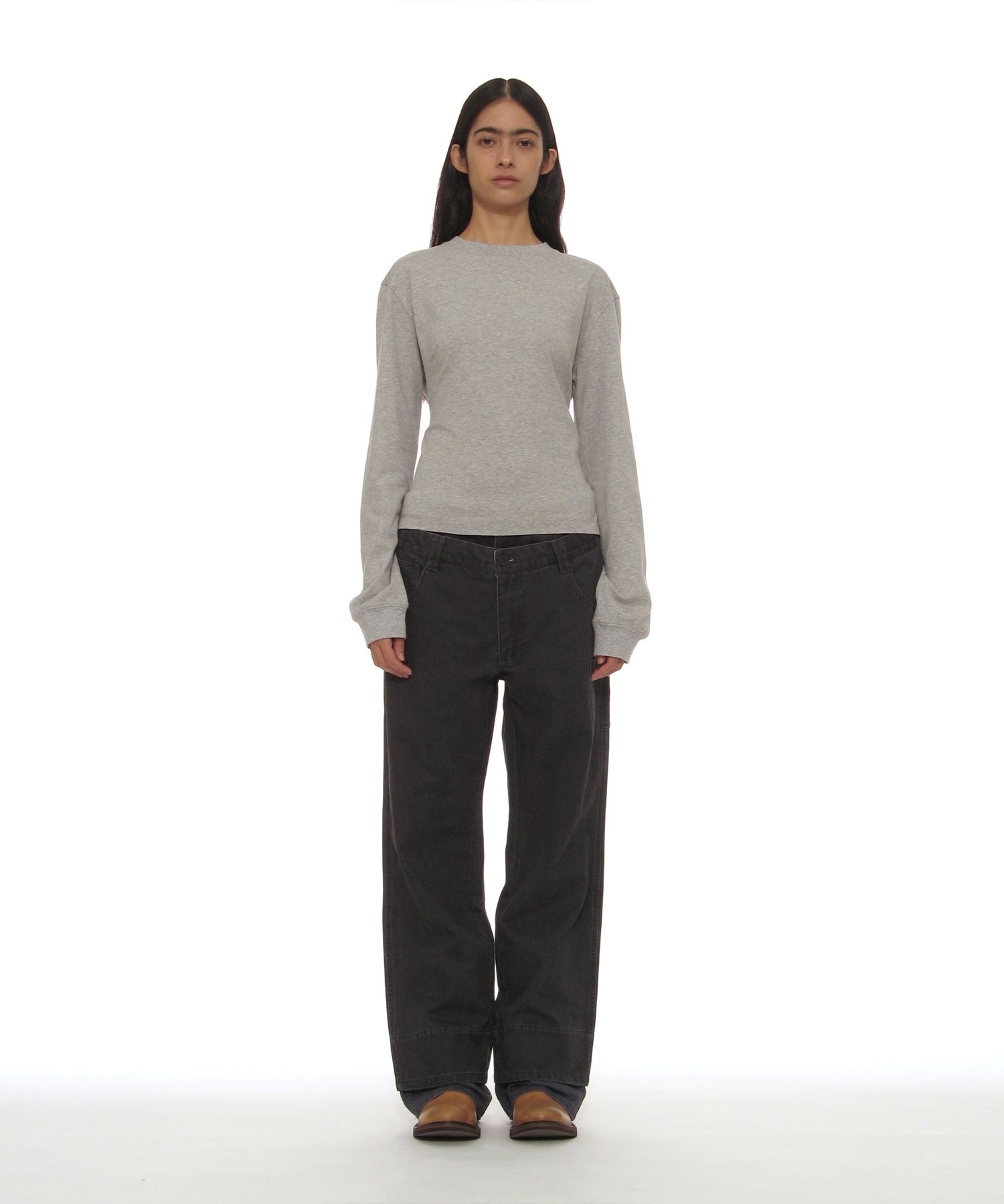 MUSINSA ムシンサ PARTIMENTO WOMEN MUSINSA | PARTIMENTO WOMEN Layered Sleeve Tie Long Sleeve Top_Melange