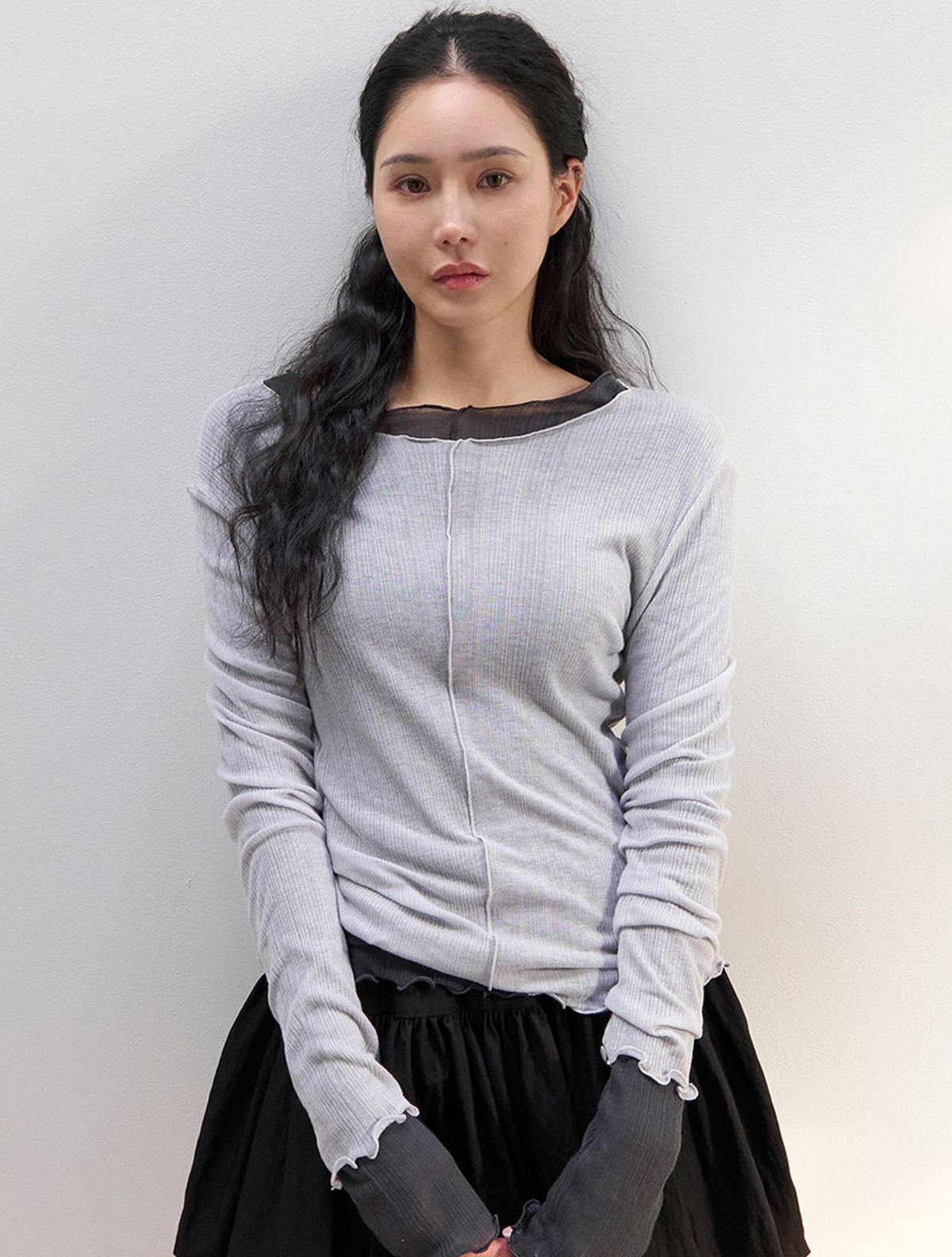 모르브13(MORVE13) 시어 웨이브 라이닝 티셔츠(퓨어블루)