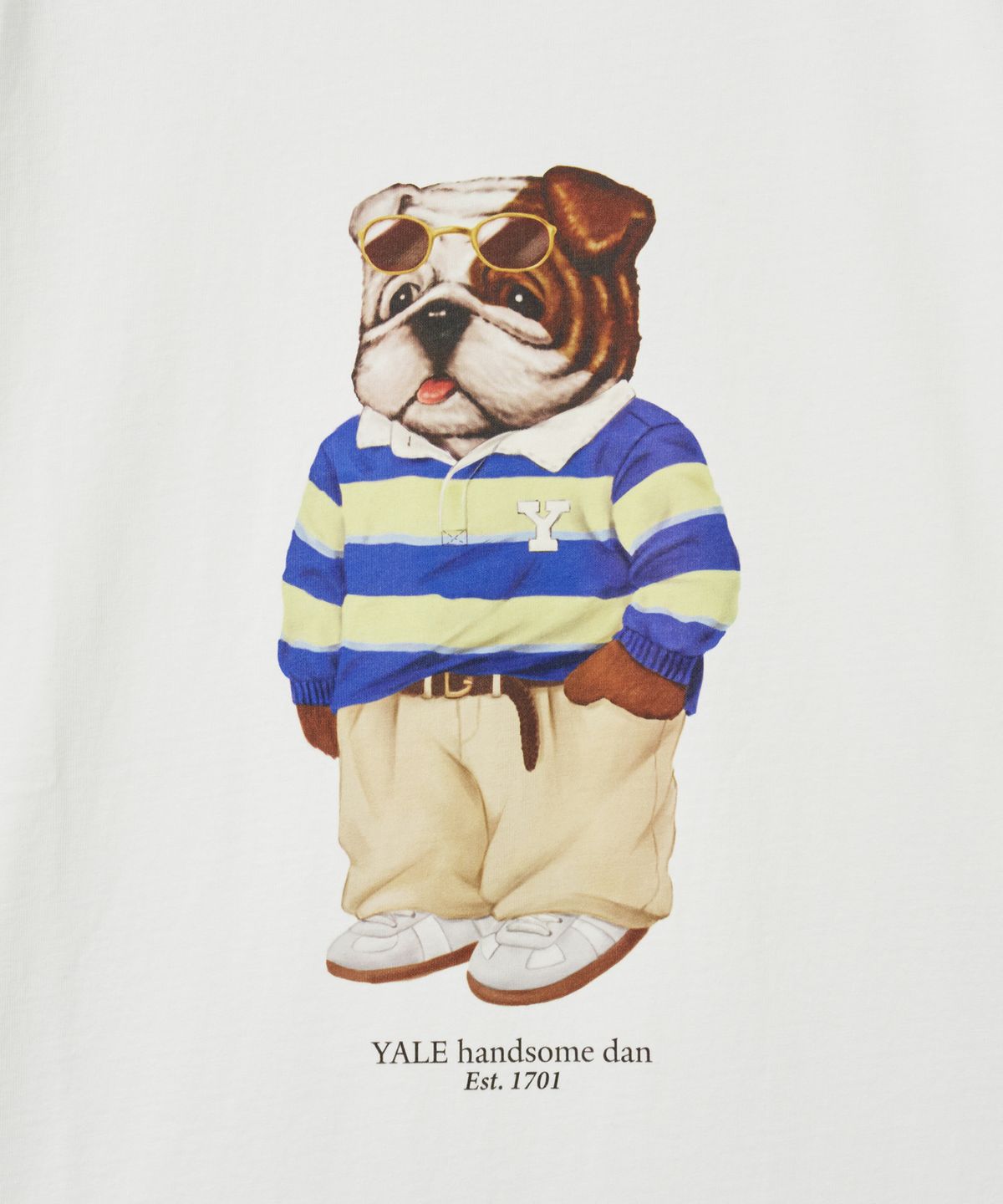 예일(YALE) 핸섬 댄 스트라이프 룩 티셔츠_아이보리