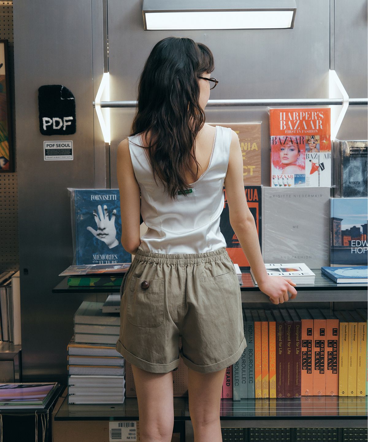 그린버터(GREENBUTTER) Roll-Up Banding Shorts (Beige)