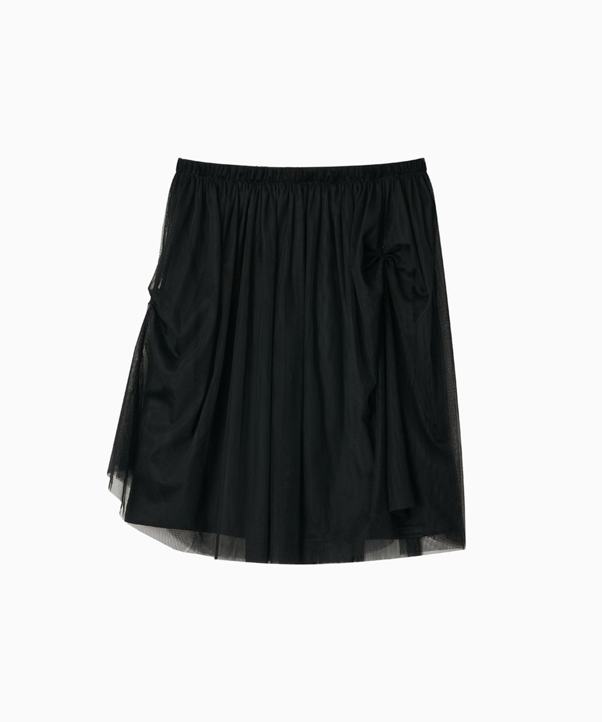 오헤시오(OHESHIO) SHEER DRAPE BANDING SKIRT, BLACK