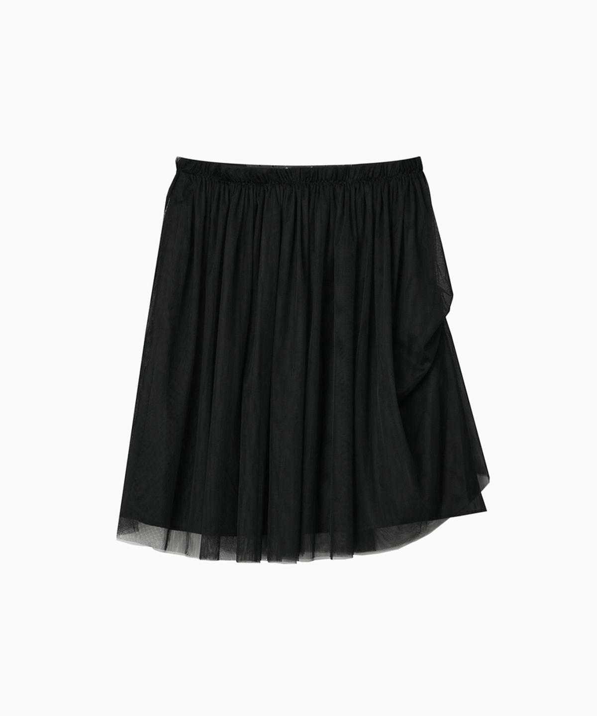 오헤시오(OHESHIO) SHEER DRAPE BANDING SKIRT, BLACK