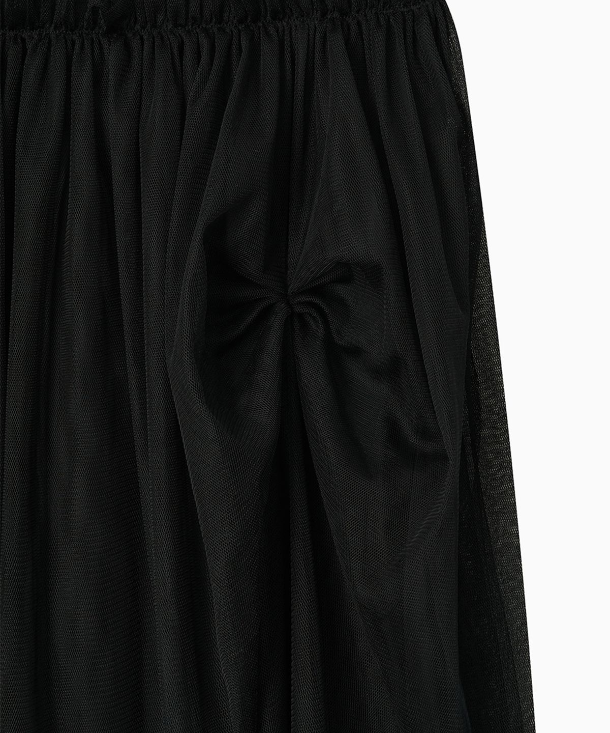 오헤시오(OHESHIO) SHEER DRAPE BANDING SKIRT, BLACK