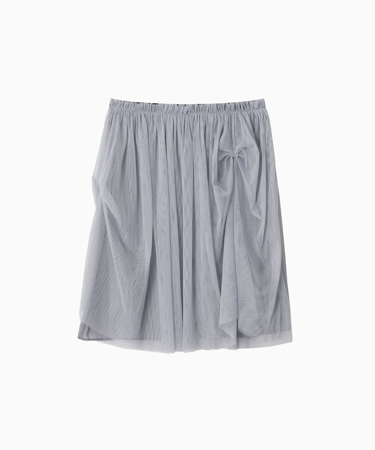 오헤시오(OHESHIO) SHEER DRAPE BANDING SKIRT, GRAY