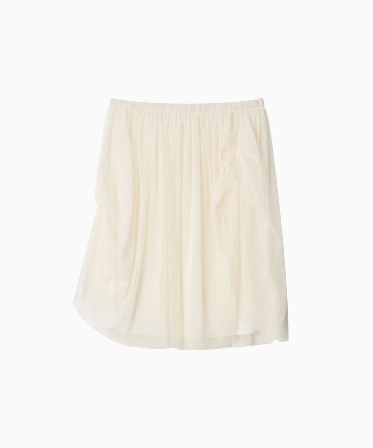 오헤시오(OHESHIO) SHEER DRAPE BANDING SKIRT, IVORY