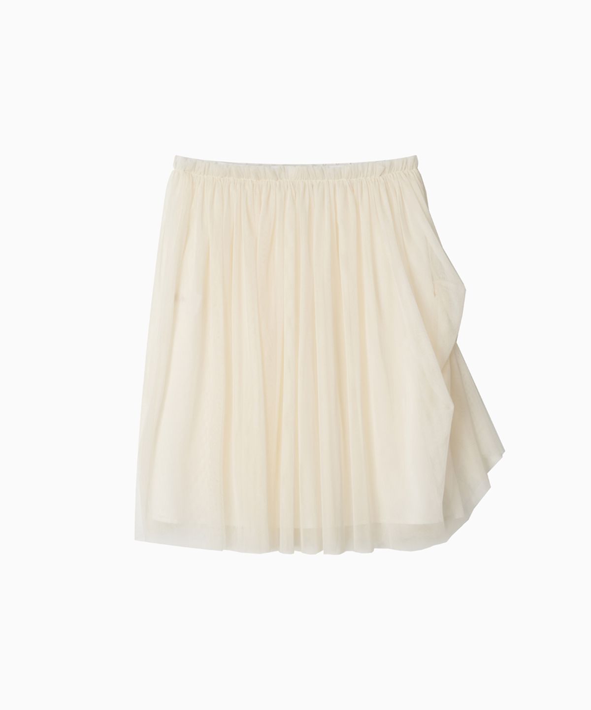오헤시오(OHESHIO) SHEER DRAPE BANDING SKIRT, IVORY