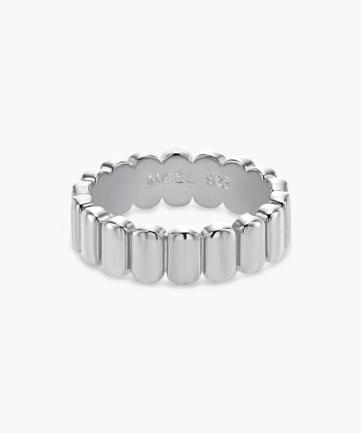 므씨엘(MCEL) Silver 파사드 브릭 반지 - 화이트