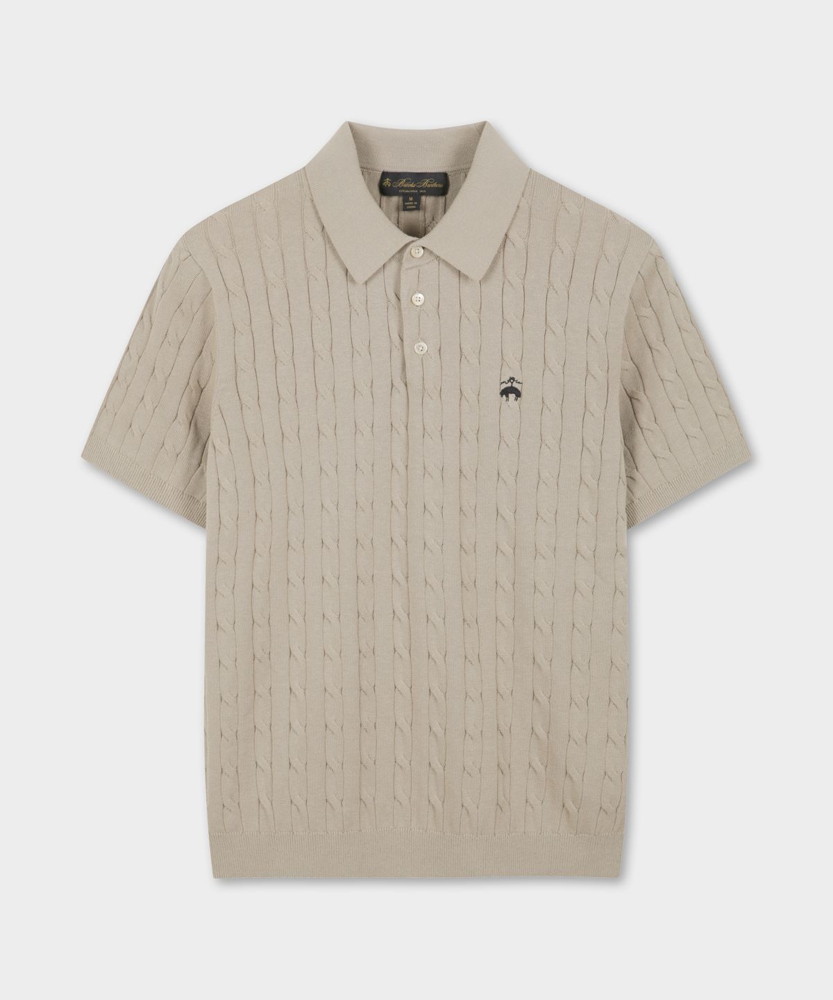 브룩스 브라더스(BROOKS BROTHERS) 코튼 케이블 폴로 반팔 스웨터 (베이지) (BBWTMOG204)