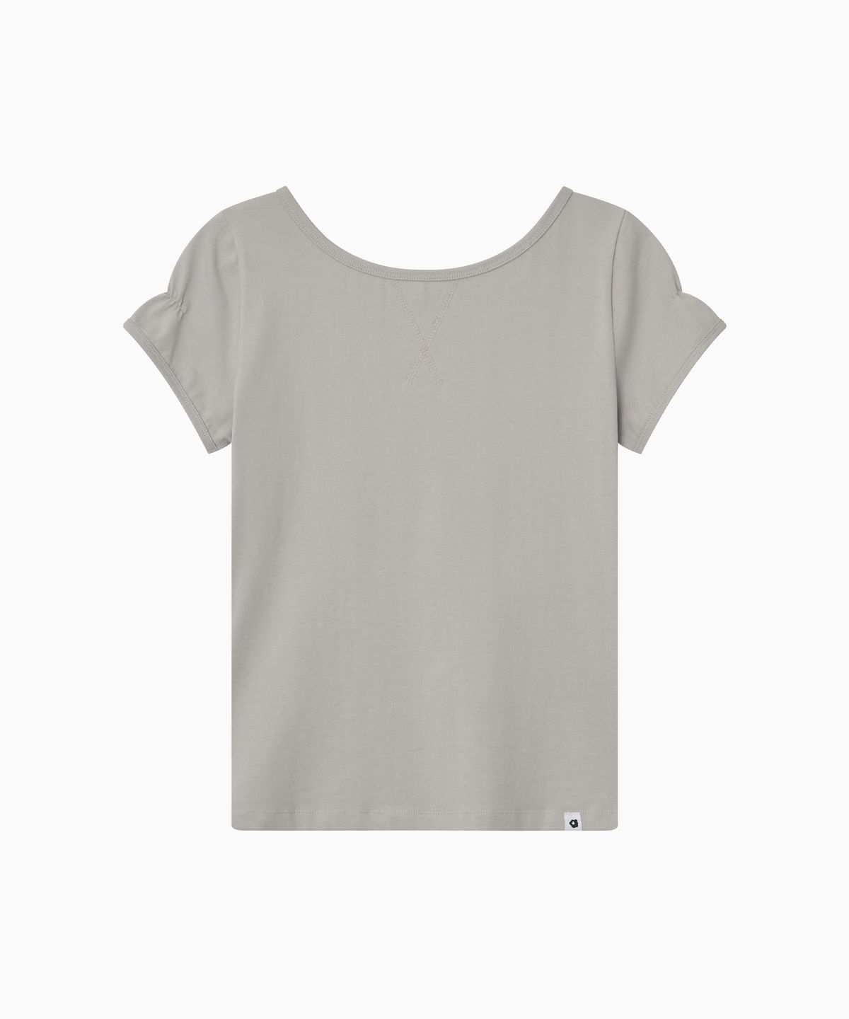오헤시오(OHESHIO) BACK BUTTON SHIRRING T-SHIRT, KHAKI GRAY