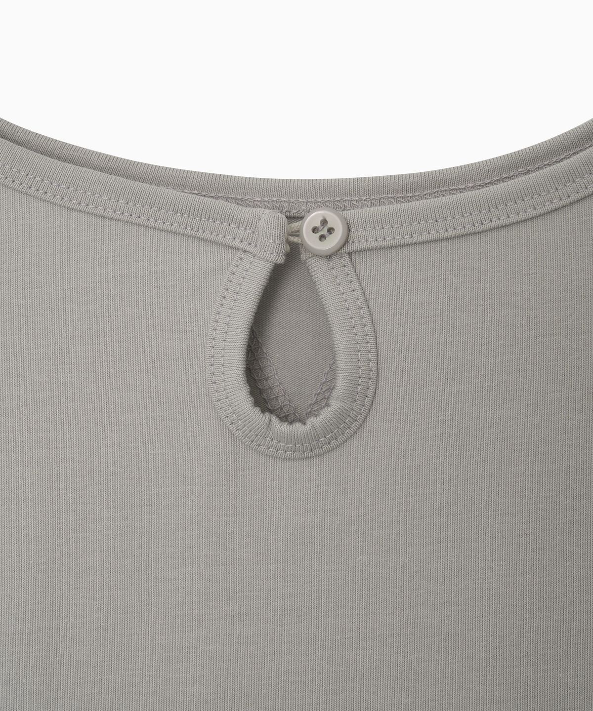 오헤시오(OHESHIO) BACK BUTTON SHIRRING T-SHIRT, KHAKI GRAY