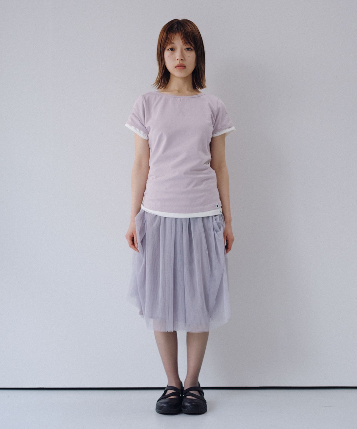 오헤시오(OHESHIO) BACK BUTTON SHIRRING T-SHIRT, IVORY
