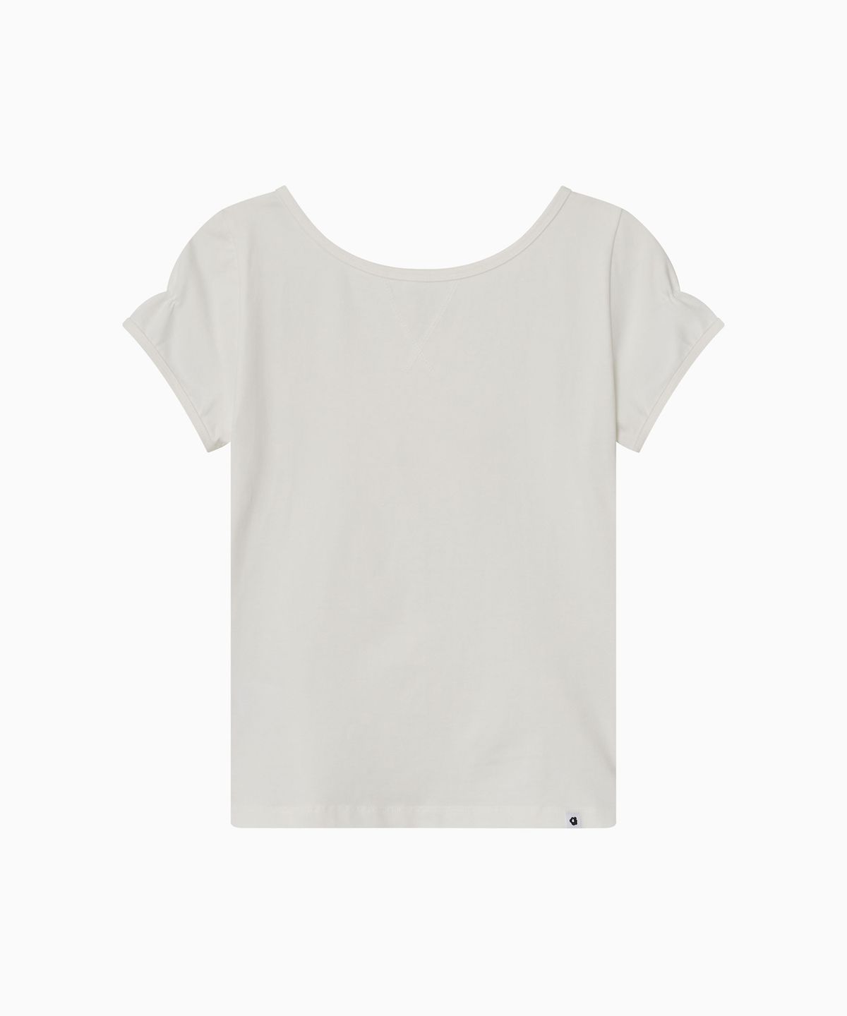 오헤시오(OHESHIO) BACK BUTTON SHIRRING T-SHIRT, IVORY