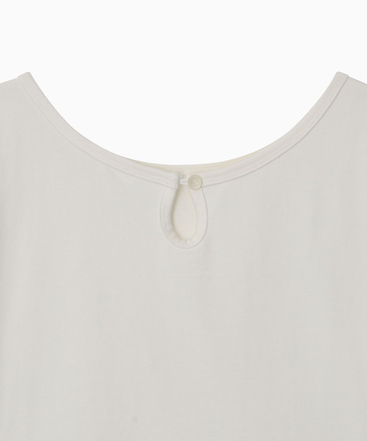 오헤시오(OHESHIO) BACK BUTTON SHIRRING T-SHIRT, IVORY
