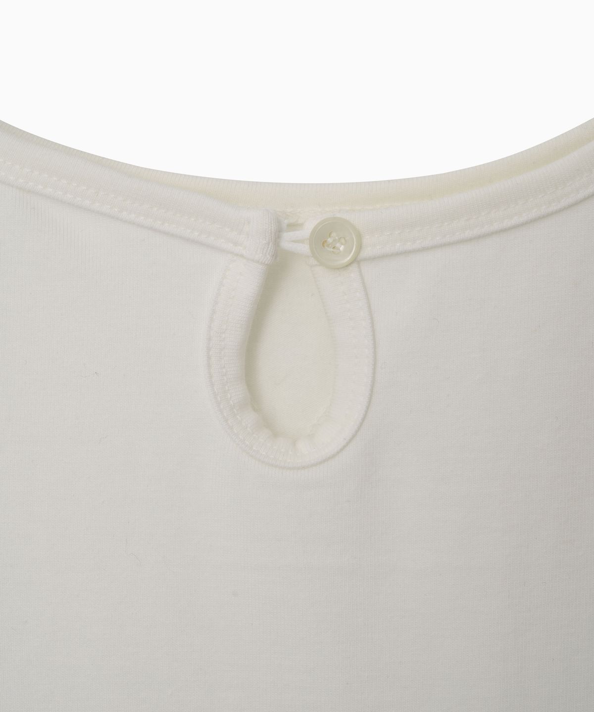 오헤시오(OHESHIO) BACK BUTTON SHIRRING T-SHIRT, IVORY